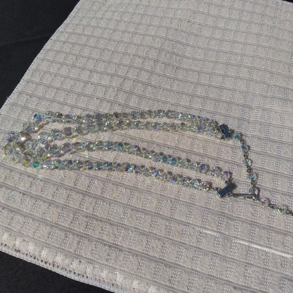 Vintage Double Strand Graduated Crystal Necklace 16 3/4" - Picture 10 of 10